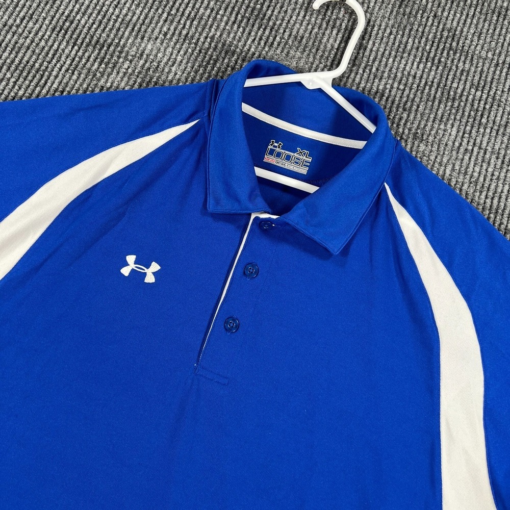Under Armour Polo Shirt Mens XL Extra Large Blue Short Sleeve Heat Gear Golf